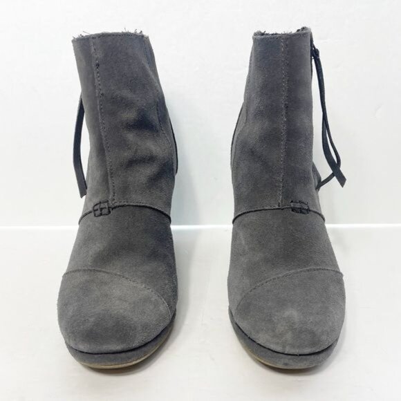 Toms Desert Wedge High Dark Suede Boots Size 8 - Picture 4 of 11